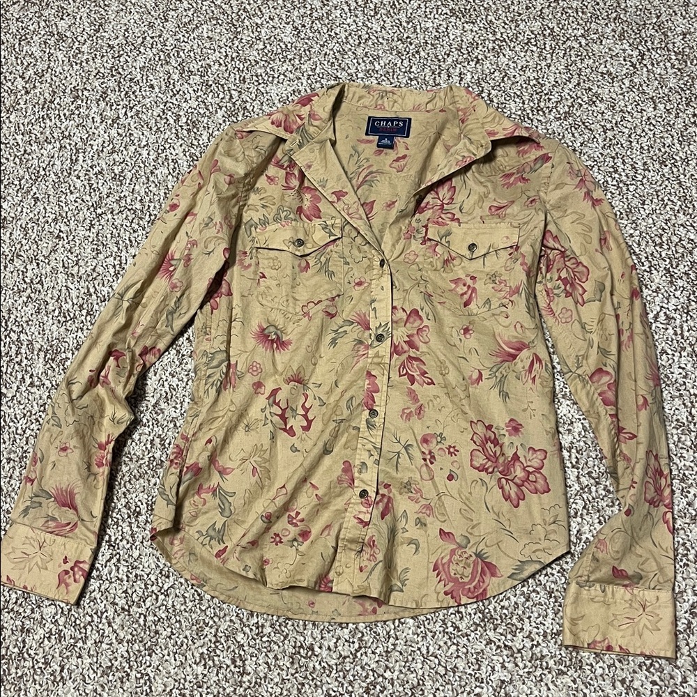 Chaps Denim Floral Shirt